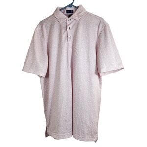 Stitch Golf Mens Pink Leaf Print Performance Polo Shirt Size Large L Season 2024